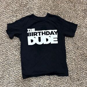 Place Black Tee with Bold White 'Birthday Dude' Print